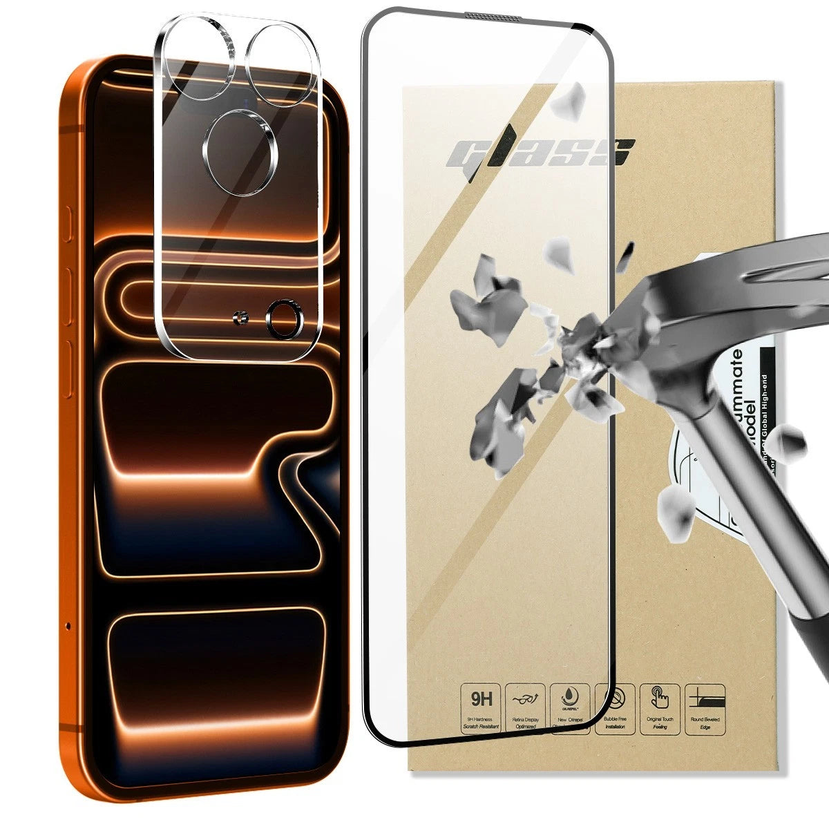 For Apple iPhone Tempered Glass Camera Lens & Screen Protector