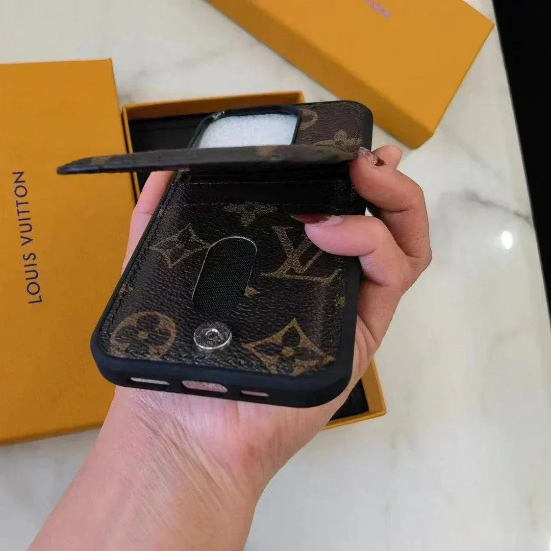 Louis Vuitton iPhone 16 Pro with Card Holder – Luxury Premium Phone Case