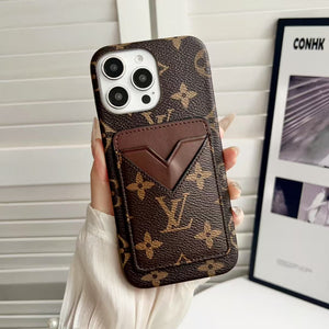 Louis Vuitton & Gucci iPhone 16 with Card Holder Wallet – MagSafe Premium Phone Case